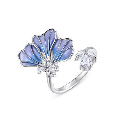 Nhẫn Bạc Nữ đính đá CZ Lá Bạch Quả Evelyn LILI 180855 1