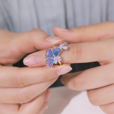 Nhẫn Bạc Nữ đính đá CZ Lá Bạch Quả Evelyn LILI 180855 2