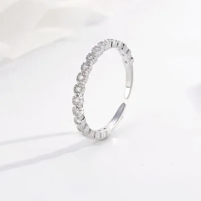 Nhẫn Bạc Nữ đính đá CZ Tròn đơn Giản Amelia LILI 180834 1