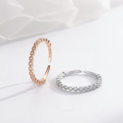 Nhẫn Bạc Nữ đính đá CZ Tròn đơn Giản Amelia LILI 180834 3