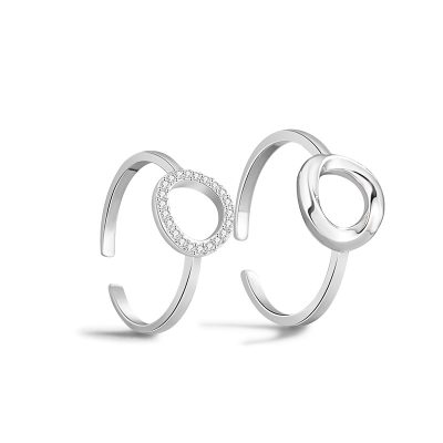 Nhẫn đôi Bạc đính đá CZ Tròn Esther LILI 181473 4