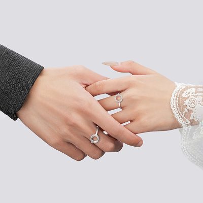 Nhẫn đôi Bạc đính đá CZ Tròn Esther LILI 181473 5