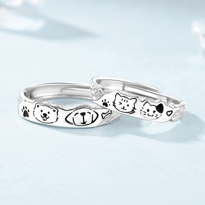 Nhẫn đôi Bạc Mèo Và Chó Nova LILI 180881 1