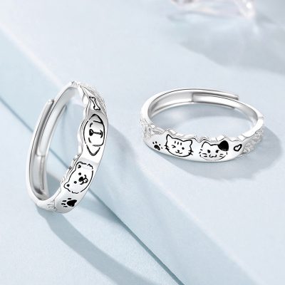 Nhẫn đôi Bạc Mèo Và Chó Nova LILI 180881 3