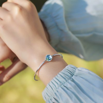 Vòng Tay Bạc Nữ đính đá Topaz Tròn Lettie LILI 180788 4