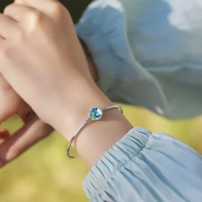 Vòng Tay Bạc Nữ đính đá Topaz Tròn Lettie LILI 180788 4