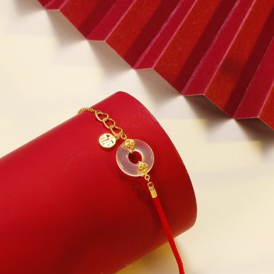 Lắc Tay Bạc Nữ Dây Chỉ đỏ đính đá Chalcedony đồng điếu May Mắn Erastus LILI 397144 28
