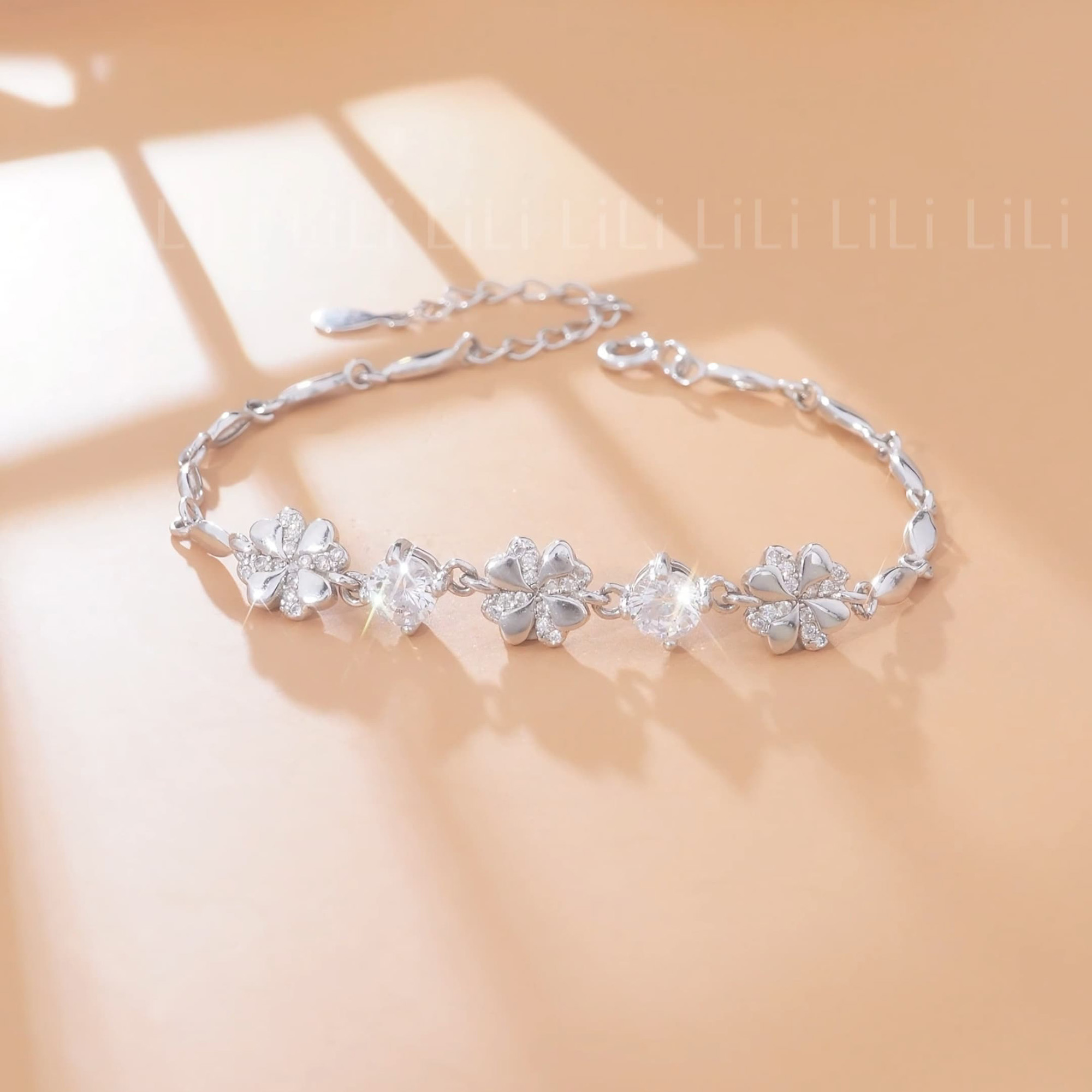 Lắc Tay Bạc Ta S999 Nữ Cỏ 4 Lá Cách điệu đẹp LILI 661577