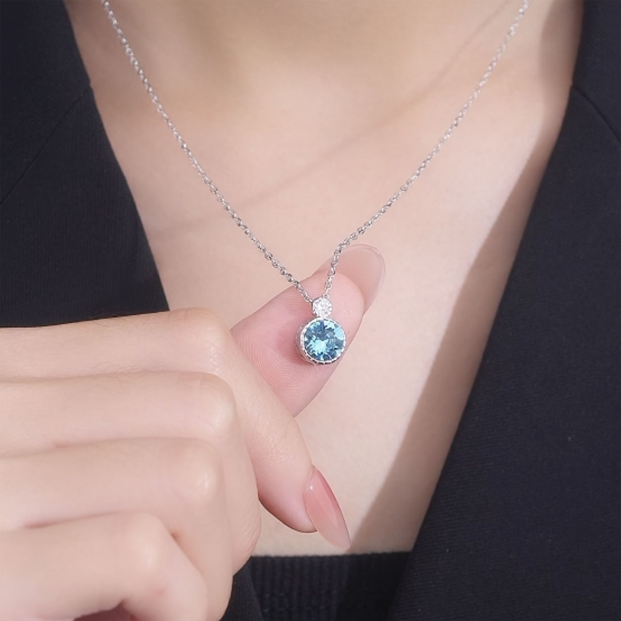 Dây Chuyền Bạc Nữ đính Pha Lê Swarovski Trái Tim đại Dương LILI 295787