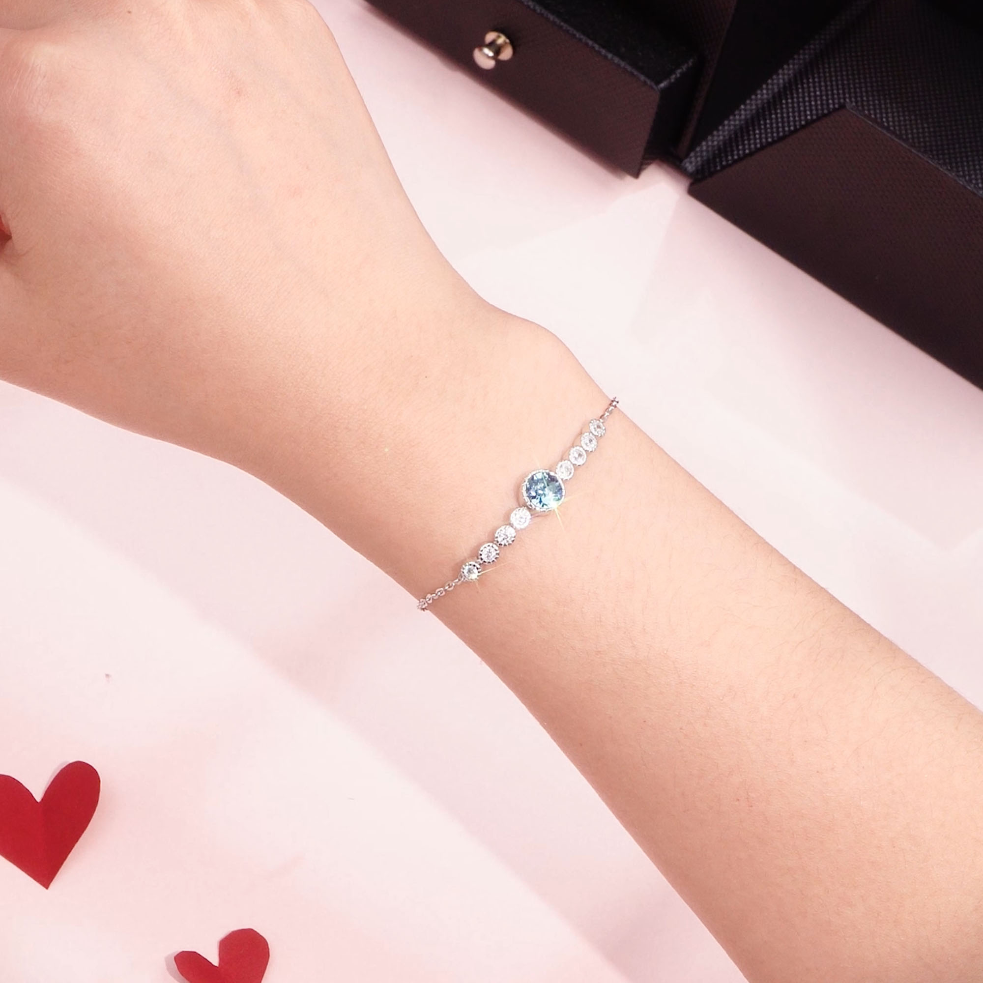 Lắc Tay Bạc Nữ đính Pha Lê Swarovski Trái Tim Của Biển LILI 579467