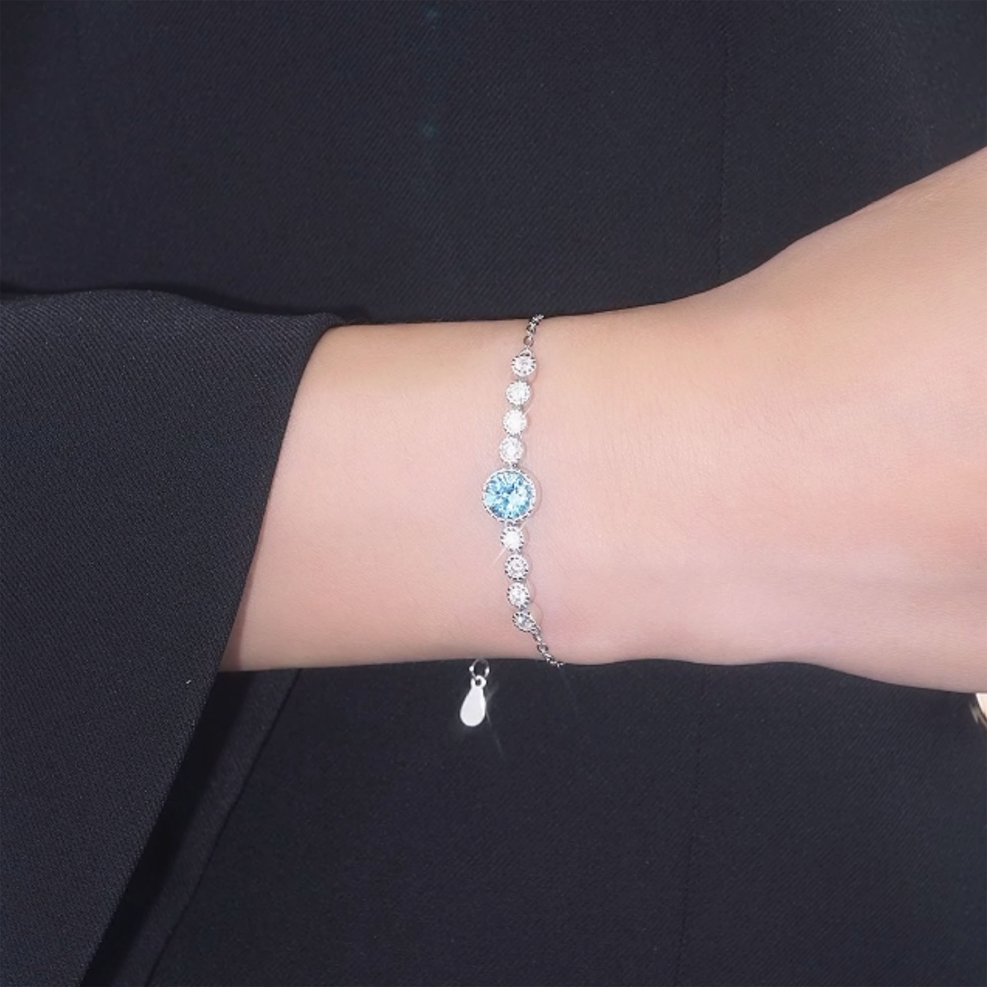 Lắc Tay Bạc Nữ đính Pha Lê Swarovski Trái Tim Của Biển LILI 579467