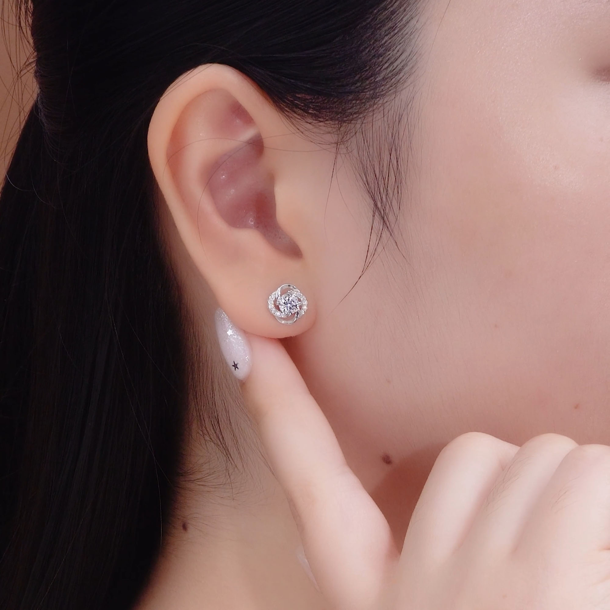 Bông Tai Bạc Nữ đính đá CZ Cỏ 4 Lá LILI 453329