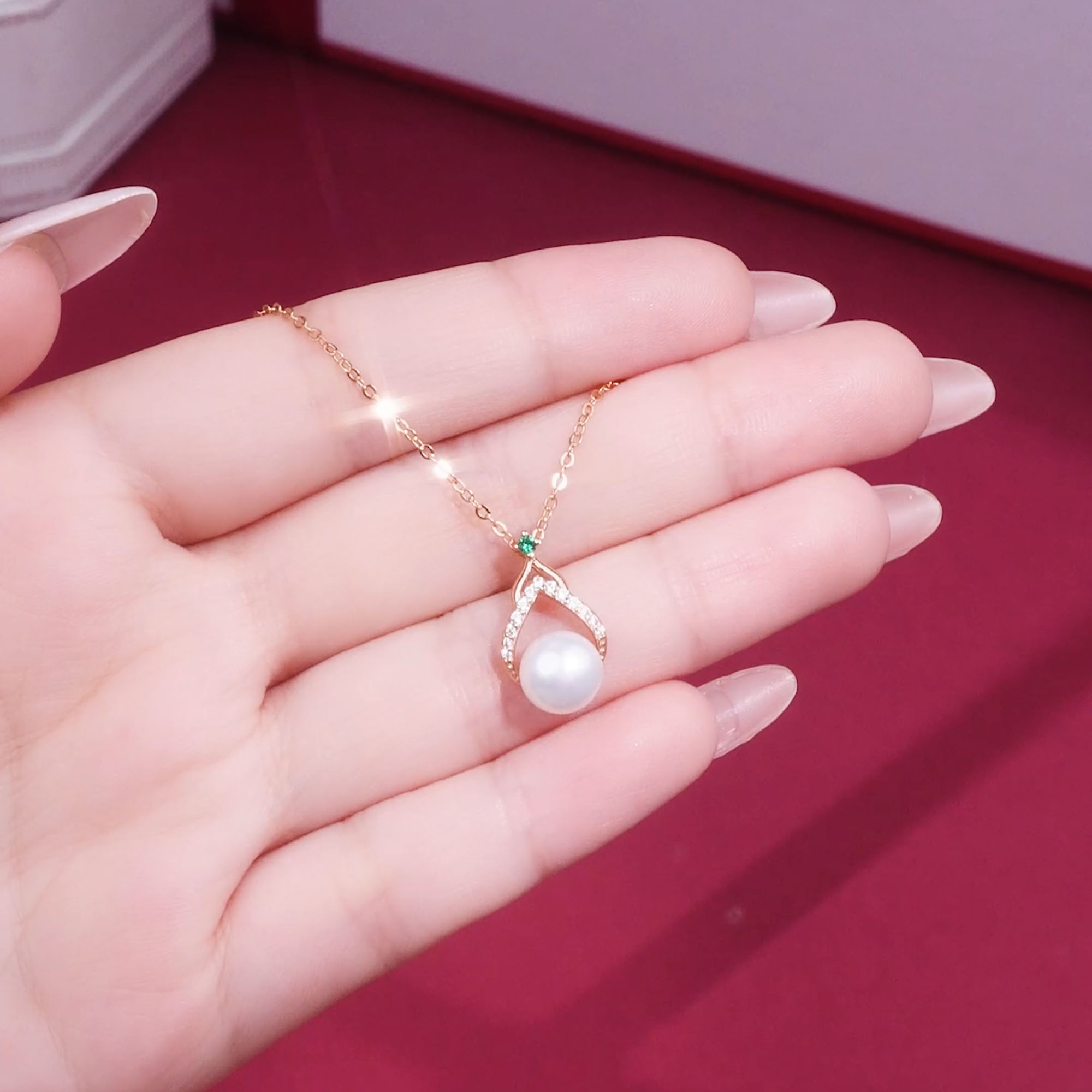 Dây Chuyền Bạc Nữ đính đá CZ Ngọc Trai Hình Giọt Nước Bria LILI 097809