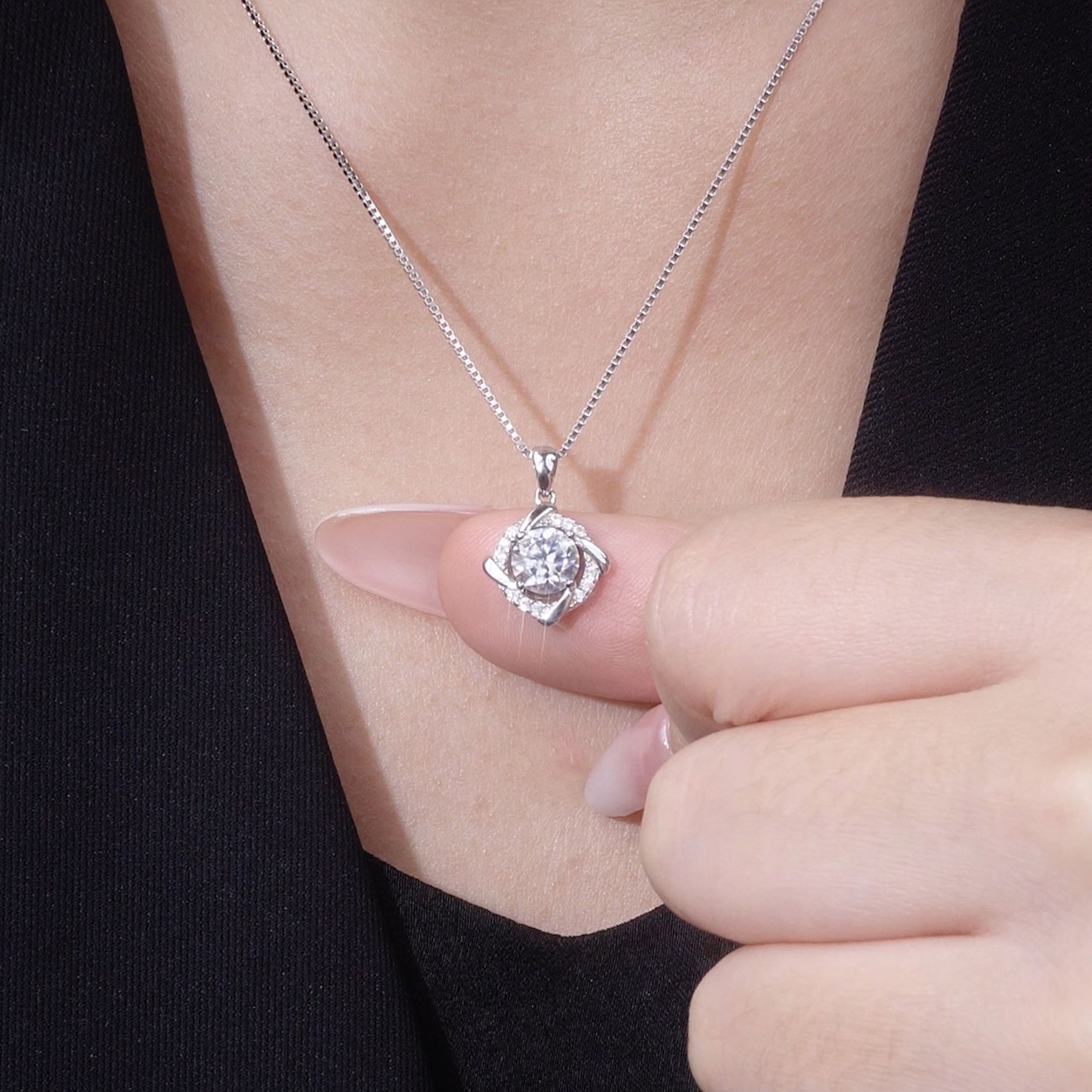 Dây Chuyền Bạc Nữ đính Moissanite Tròn LILI 413898