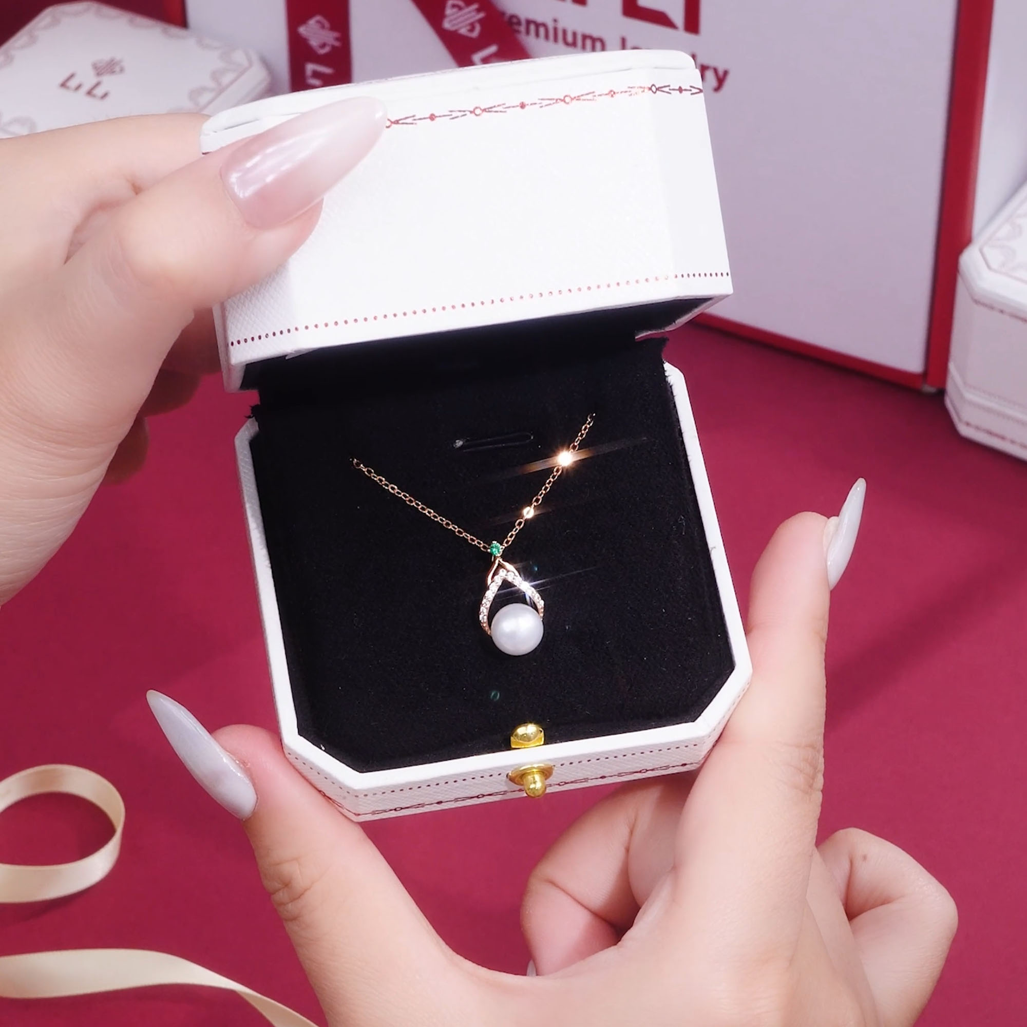 Dây Chuyền Bạc Nữ đính đá CZ Ngọc Trai Hình Giọt Nước Bria LILI 097809
