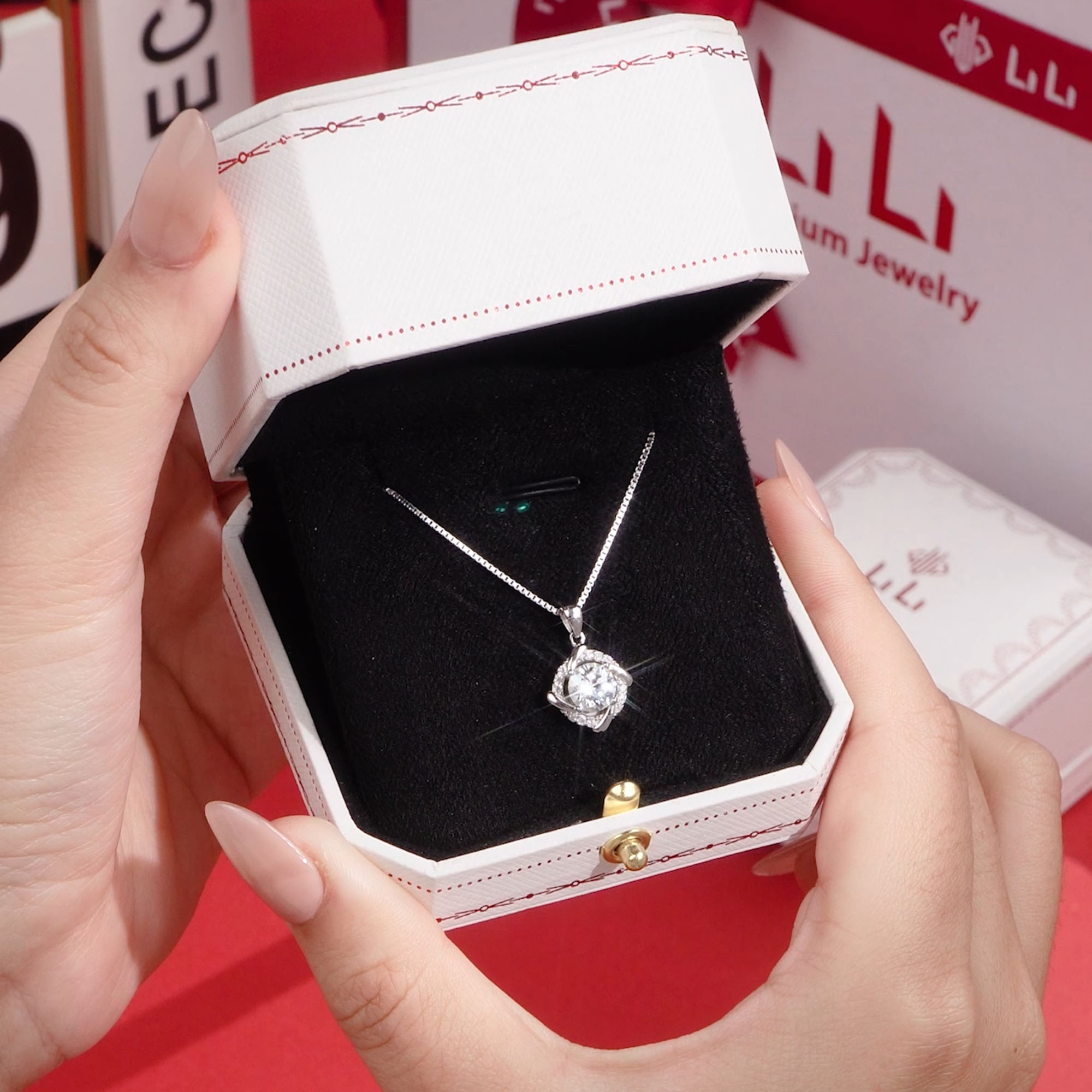 Dây Chuyền Bạc Nữ đính Kim Cương Moissanite Tròn Cách điệu LILI 413898