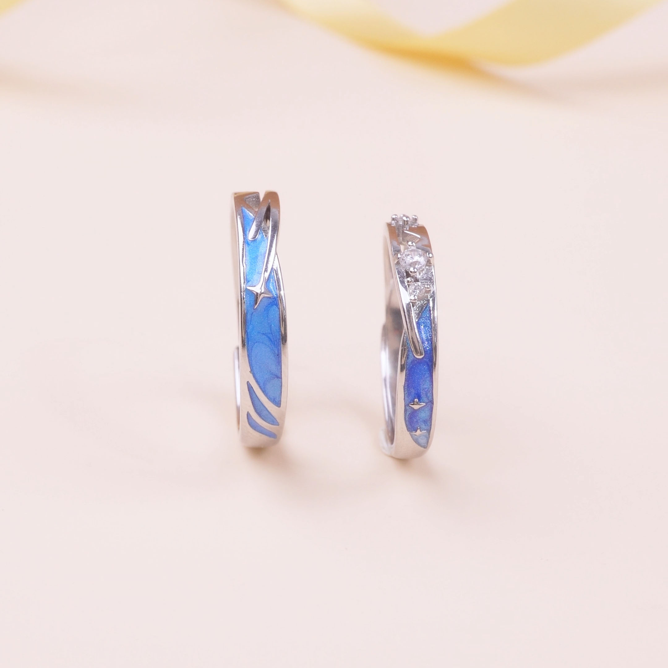 Nhẫn đôi Bạc đính đá CZ Mưa Sao Băng Tình Yêu LILI 683215